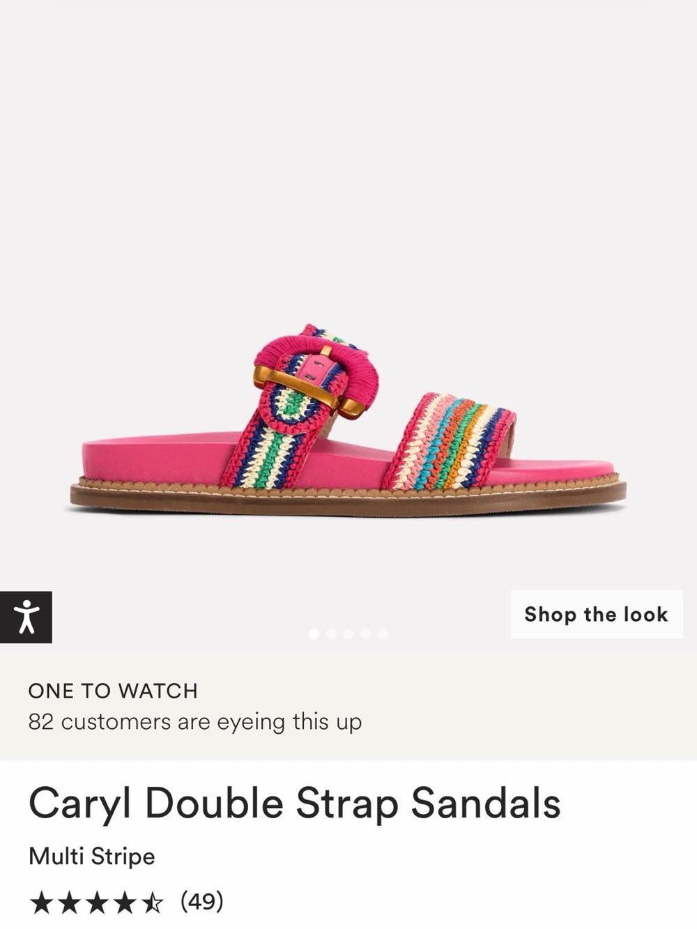Boden Pink Multicolor Woven Buckle Slide Sandals - Picture 7 of 7